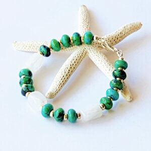 B152 Serenity Chrysocolla, Quartz crystal and sterling silver bracelet - www.maxinefaye.com.au