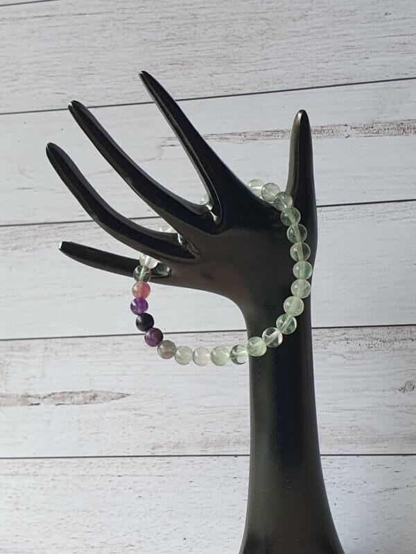 mixed fluorite bracelet on stretch cord suitable for people with allergies to metals