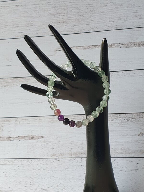 mixed fluorite bracelet on stretch cord suitable for people with allergies to metals