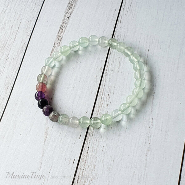 mixed fluorite bracelet on stretch cord suitable for people with allergies to metals