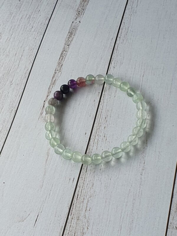 mixed fluorite bracelet on stretch cord suitable for people with allergies to metals