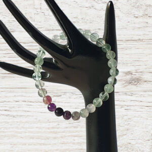 Rainbow Fluorite gemstone stretch bracelet may be suitable for people who have a metal allergy.