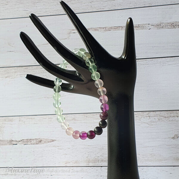 This Rainbow Fluorite gemstone stretch bracelet may be suitable for people who have a metal allergy.