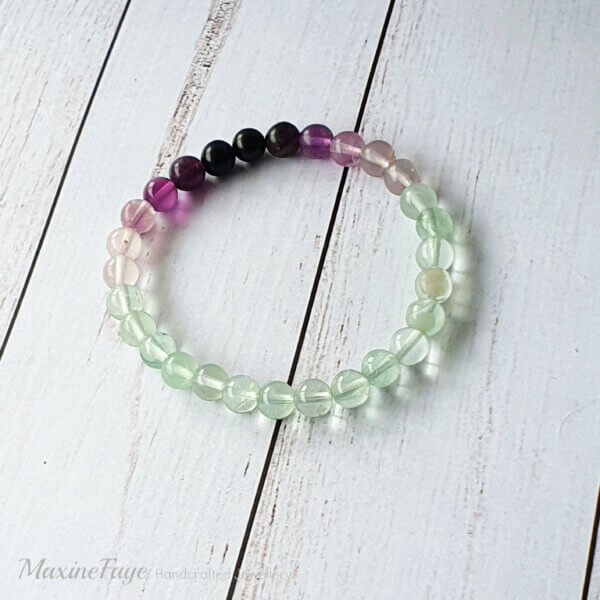 This Rainbow Fluorite gemstone stretch bracelet may be suitable for people who have a metal allergy.