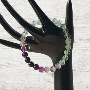 Rainbow Fluorite gemstone stretch bracelet may be suitable for people who have a metal allergy.