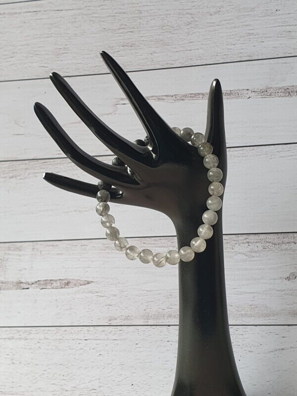 Lava stone and Cloudy Quartz stretch bracelet suitable for people with metal allergies