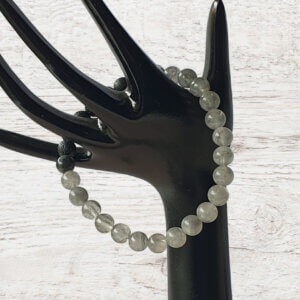 Lava stone and Cloudy Quartz stretch bracelet suitable for people with metal allergies