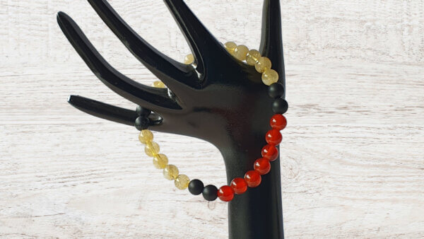 B251 Black Onyx, Carnelian & Citrine Bracelet - www.maxinefaye.com.au