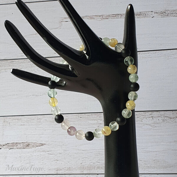 This Gemstone mix stretch bracelet is suitable for people who have a metal allergy.