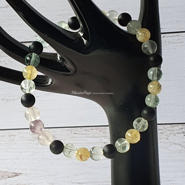 This Gemstone mix stretch bracelet is suitable for people who have a metal allergy.