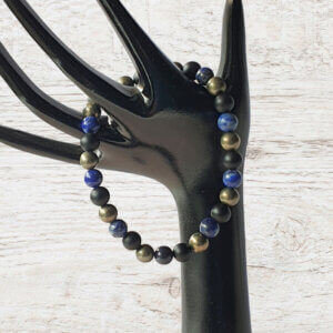 B258 Azurite, Pyrite & Onyx Bracelet - www.maxinefaye.com.au