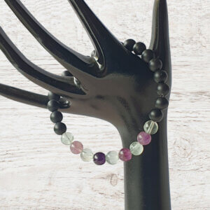 b261 Onyx & Rainbow Fluorite Bracelet - www.maxinefaye.com.au