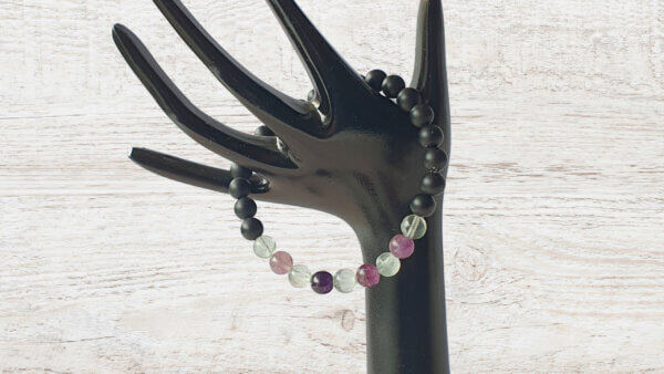 b261 Onyx & Rainbow Fluorite Bracelet - www.maxinefaye.com.au