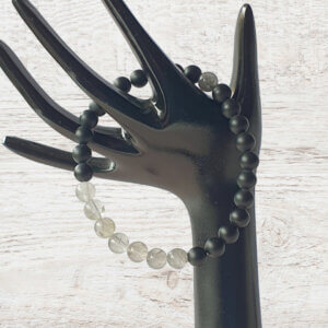 B266 Onyx & Cloudy Quartz Bracelet - www.maxinefaye.com.au