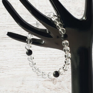 B267 Clear Quartz & Onyx Bracelet - www.maxinefaye.com.au