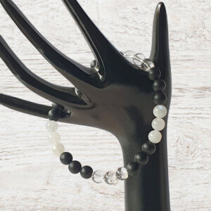 B268 Moonstone, Quartz & Onyx Bracelet - www.maxinefaye.com.au