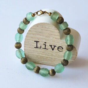 Recycled glass Frosted Seafoam Bracelet